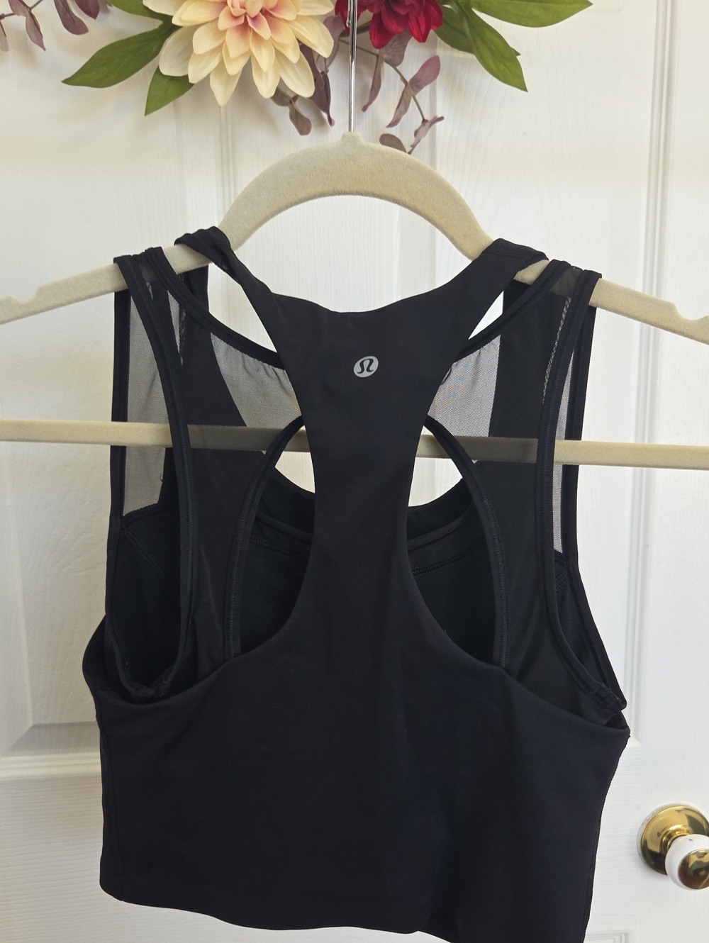 lululemon athletica Black Mesh-Back Racer Sports Bra Size 4
